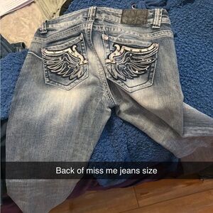 Miss Me Women's Light Blue Boot Cut Jeans with Wing Embellishments